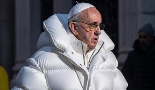 KI-Bild: Papst Franziskus im Wintermantel
