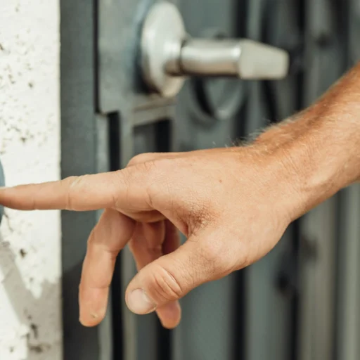 Ein Finger drückt den Klingel-Knopf - ein Beispiel dafür, dass die Türe nicht automatisch offen ist, wie es auch bei DSGVO-konformen Websites sein soll, die Infos sind nicht automatisch allen zugänglich.