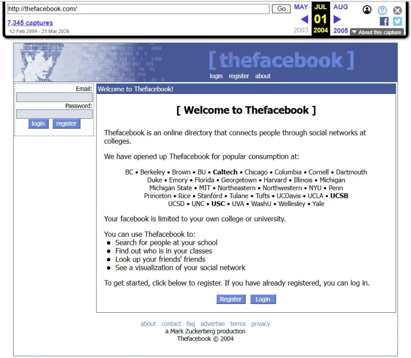 Wayback Machine TheFacebook.com